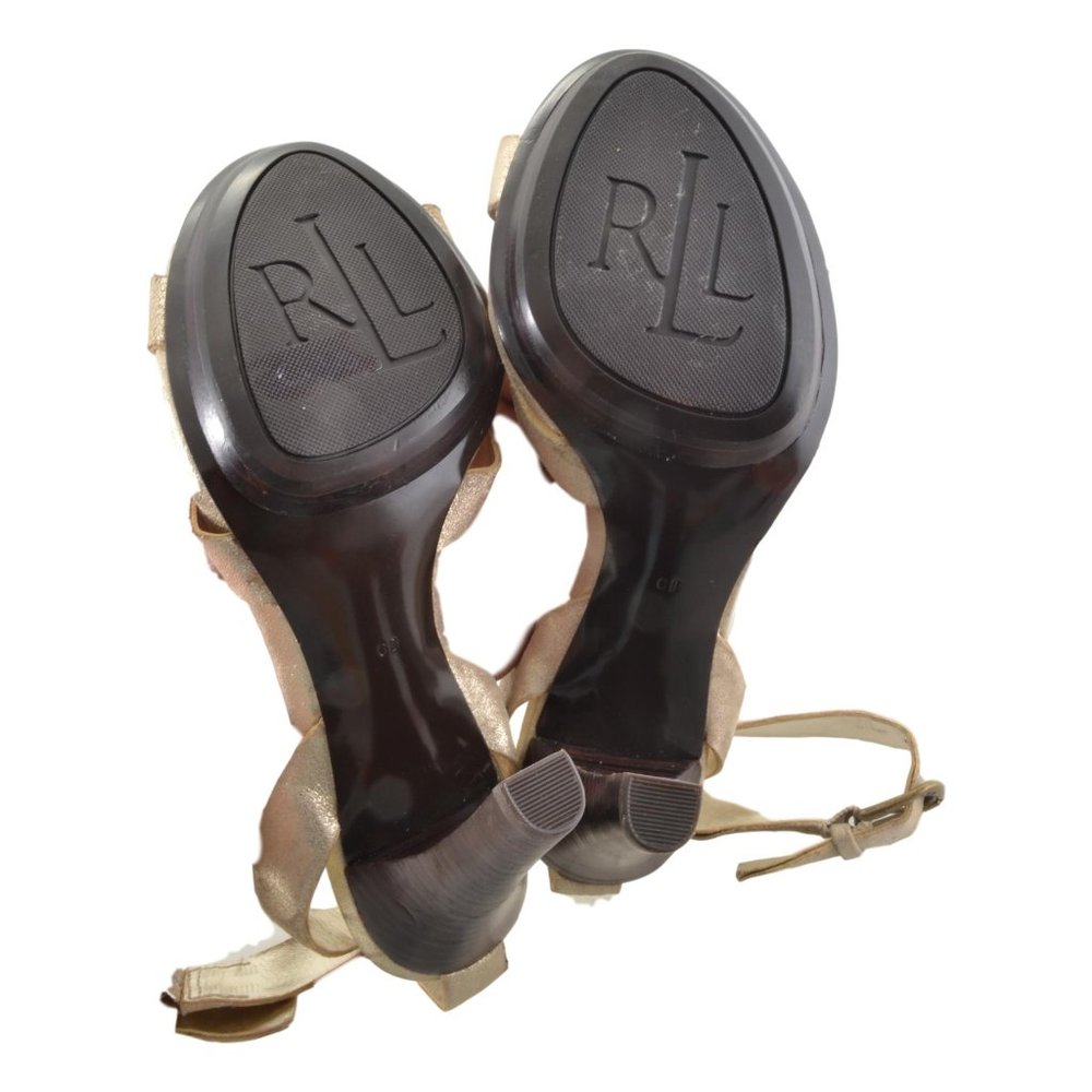 Ralph Lauren Gold Ankle Strap Heels - Picture 2 of 6